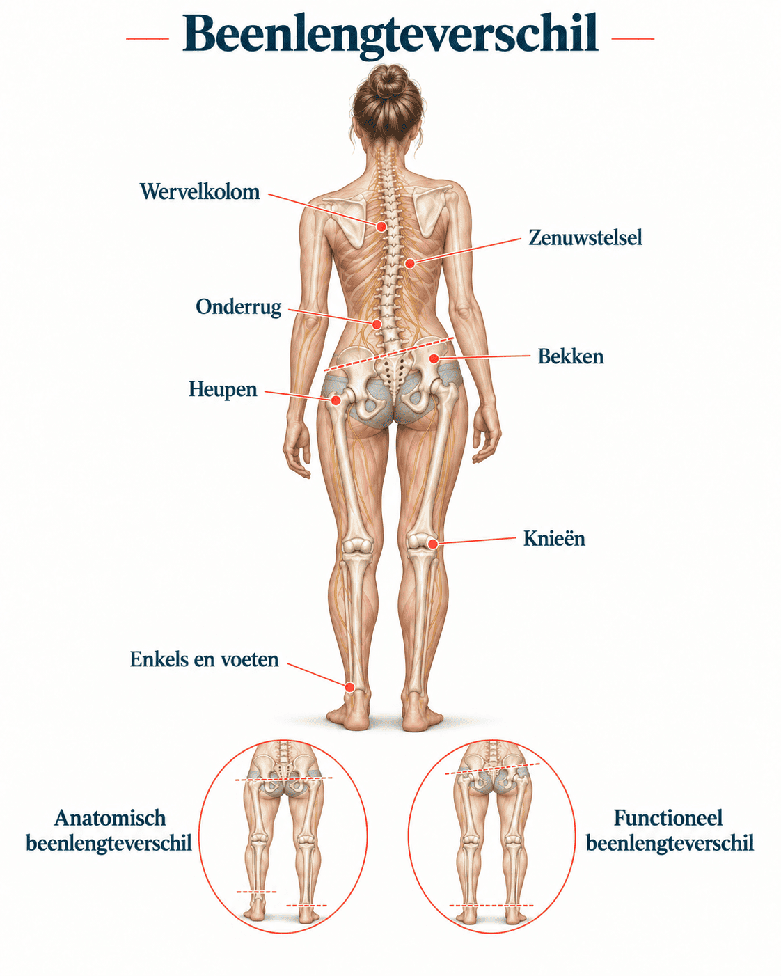 Verschil functioneel beenlengteverschil en anatomische beenlengteverschil uitgelegd